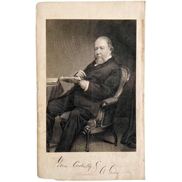 Louis Godey Portrait Engraving 1860s Victorian Cordially Yours Signature DWEE18 - Picture 2 of 4